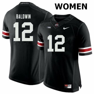 NCAA Ohio State Buckeyes Women's #12 Matthew Baldwin Black Nike Football College Jersey KUJ3445HV